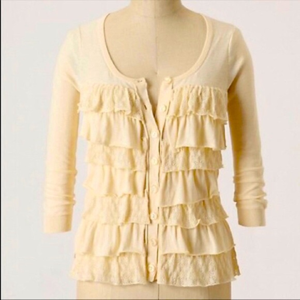 anthropologie sparrow ruffle cardigan